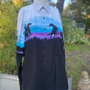 Roper Western Shirt - Black, Blue, and Purple